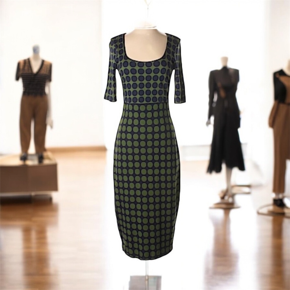 Bailey 44 Blue Green Polka Dots, 60s Vintage style Anthropologie dress, small